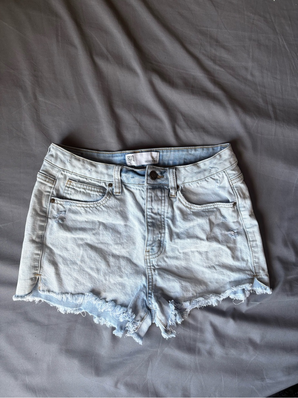 RSQ Light Blue Frayed Hem Denim Shorts